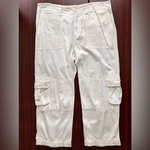 Ralph Lauren Cargo Capri Cropped Cargo Pants Sz 10 34Wx 23.5L White Cotton Blend